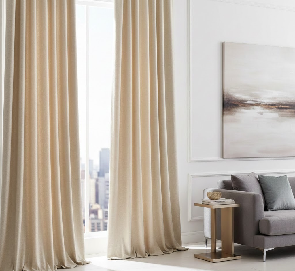 Gulv-til-tak gardiner